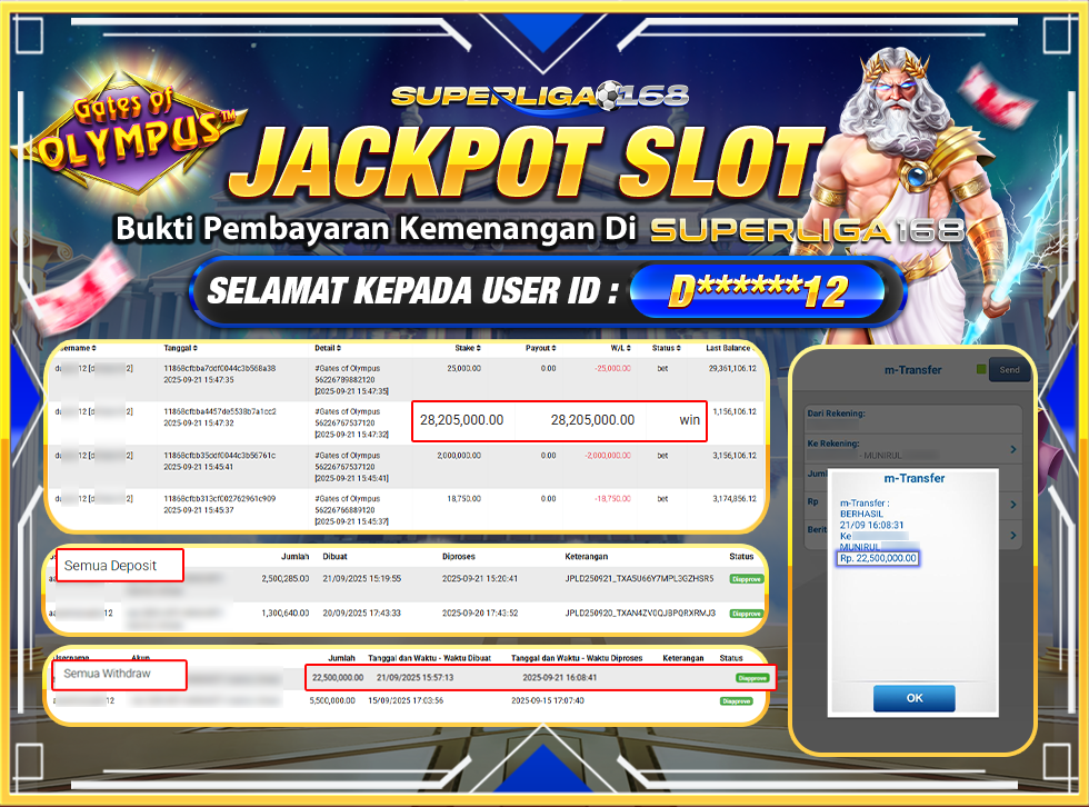 SUPERLIGA168 JACKPOT GATES OF OLYMPUS Rp.22,500,000-LUNASSS